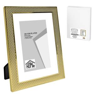 12-2053 Κορνίζα Ατσάλινη με Χρυσή Πλέξη 10x15cm , Δώρα