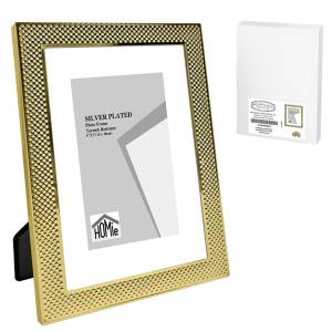 12-2054 Κορνίζα Ατσάλινη με Χρυσή Πλέξη 13x18cm , Δώρα