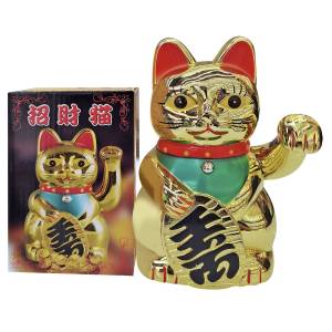 12-2069 Τυχερή Γάτα Μπαταρίας 15,5cm , Χριστουγεννιάτικα