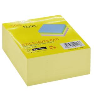 18-505 Χαρτάκια Αυτοκόλλητα Κύβου Κίτρινα πακ=400φ 7,6x7,6cm , Σχολικά