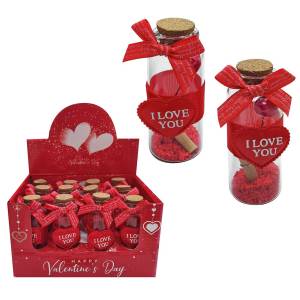 22-3006 Μπουκαλάκι Love Γυάλινο με Φελλό 8x2,5cm , Βαλεντίνου