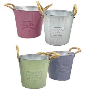 22-3069 Γλαστράκι-Κασπώ Μεταλλικό Gardening Φ16x14cm , Πασχαλινά