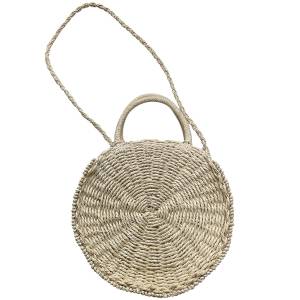 42-2540 Τσάντα Στρογγυλή Ψαθόχαρτο Λευκή Φ28cm , Καλοκαιρινά