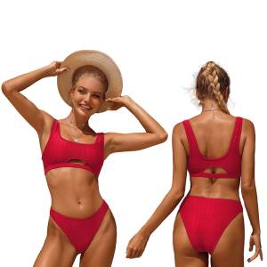 42-3055 Μαγιό Μπικίνι Surf top με Κόψιμο Κόκκινο , Καλοκαιρινά
