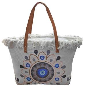 42-3122 Τσάντα Παραλίας Cotton με Μάτι 50x35x14cm , Καλοκαιρινά
