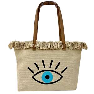 42-3124 Τσάντα Παραλίας Cotton Μάτι 50x36x14cm , Καλοκαιρινά