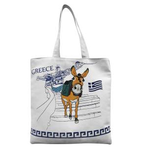 42-3165 Τσάντα Βαμβακερή Τουριστική Γαϊδουράκι 40x40x10cm , Καλοκαιρινά