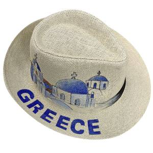 42-3210 Καπέλο Ψαθόχαρτο Ελληνικό Νησί & Greece 34x30x12cm , Καλοκαιρινά