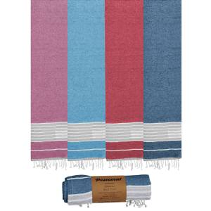 42-823 Πετσέτα Θαλάσσης Pestemal Γκρί Ρίγες ~280g 90x180cm , Καλοκαιρινά