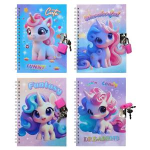 50-3364 Σημειωματάριο με Λουκέτο Μονόκερος 13x18cm , Σχολικά