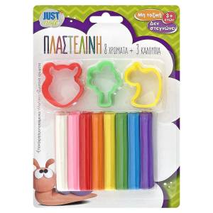 50-49 Πλαστελίνη & Καλούπια σετ=8 Χρώματα 100g net , Σχολικά