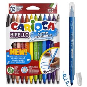 60-676 Μαρκαδόροι Διπλοί Carioca Birello 2,6 & 4,7mm σετ=12 Χρώματα  , Σχολικά