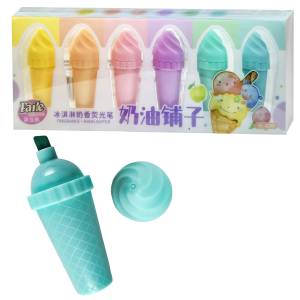 60-876 Σετ 6 Μαρκαδόροι Υπογραμμίσεως Παγωτό Χωνάκι 19x8x2cm , Σχολικά