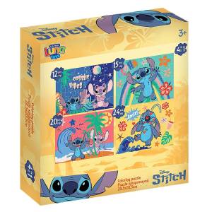 69-1898 Παζλ 4 σε 1 12/15/20/24 τεμ Stitch 28x27x6cm , Παιχνίδια