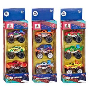 71-3342 Σετ 3 Μίνι Αγροτικά Μεγάλες Ρόδες die Cast Metal Free Wheels 9x25x6cm , Παιχνίδια