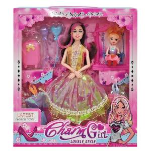 72-2098 Κούκλα 29cm & Κουκλάκι σε Κούνια, με Αξεσουάρ 30x32x5cm , Παιχνίδια