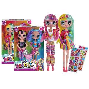 72-2100 Σετ 2 Μοντέρνες Κούκλες με Στίκερς 20x29x5cm , Παιχνίδια