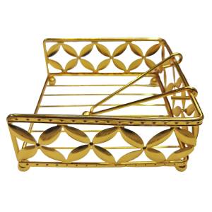 80-2109 Χαρτοπετσετοθήκη Μεταλλική Χρυσή 16x16x7cm , Είδη Σπιτιού