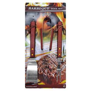 81-1078 Εργαλεία bbq με Ξύλινη Λαβή σετ=3 τεμ 33cm , Είδη Σπιτιού