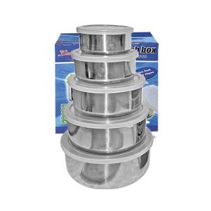 81-118 Δοχεία Τροφίμων Inox σετ=5τεμ 18x6cm/16cm/14cm/12cm/10cm , Είδη Σπιτιού