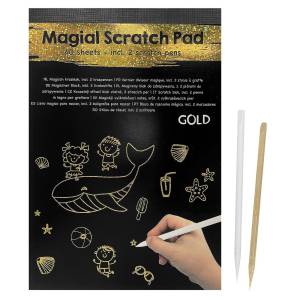 84-351 Magic Scratch Μπλόκ 40 Μαύρες Σελίδες & 2 Μολύβια 21x14,5cm , Σχολικά