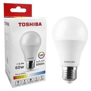 88-441 Λάμπα LED Toshiba για Ντουί e27 Θερμό Λευκό 230v n_ std a60 8,5w 3000k, Γωνία Δέσμης 180 Μοίρες  , Είδη Σπιτιού