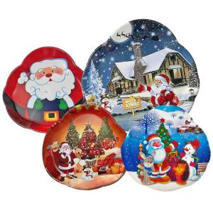 93-1195 Πιατέλα Πλαστική Χριστουγεννιάτικη Φιγούρα 35x36cm , Χριστουγεννιάτικα