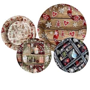 93-1274 Δισκάκι Χριστουγέννων Στρογγυλό ø22cm , Χριστουγεννιάτικα