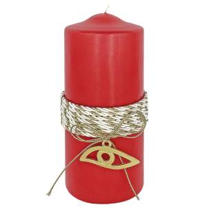 93-1631 Κερί Κόκκινο Κορμός Μάτι Κορδόνι 12x5cm , Χριστουγεννιάτικα