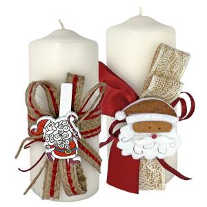 93-2349 Κερί Κορμός Λευκό 3 Σχέδια Άγιος 12x5cm , Χριστουγεννιάτικα