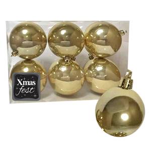 93-2545 Μπάλες Περλέ Χρυσές πακ=6τεμ φ6 ø6cm , Χριστουγεννιάτικα
