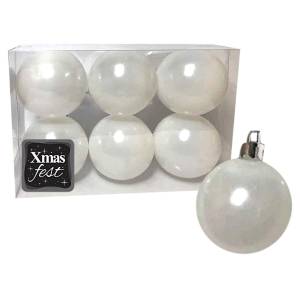 93-2546 Μπάλες Περλέ Λευκές πακ=6τεμ φ6 ø6cm , Χριστουγεννιάτικα