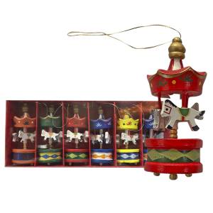 93-2713 Καρουζέλ Στολίδια Ξύλινα Κρεμαστά 6 τεμ 21x9cm , Χριστουγεννιάτικα