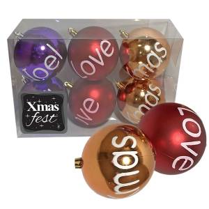 93-2759 Μπάλες με Ευχές πακ=6τεμ φ8 ø8cm , Χριστουγεννιάτικα