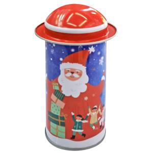 93-3335 Κουτί Μεταλλικό με Καπέλο 11x7cm , Χριστουγεννιάτικα