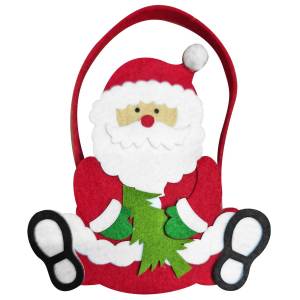 93-3388 Καλάθι Τσόχινο Άγιος Βασίλης 16x15x6cm , Χριστουγεννιάτικα