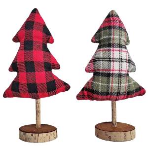 93-3410 Χριστουγεννιάτικο Δέντρο Πάνινο με Ξύλινα Βάση 23x15cm , Χριστουγεννιάτικα