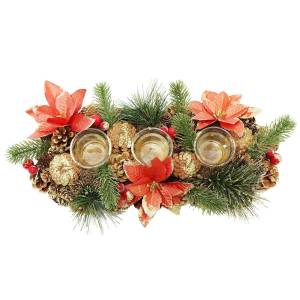 93-3495 Κηροπήγιο με Χριστουγεννιάτικη Διακόσμηση Κόκκινο 46cm , Χριστουγεννιάτικα