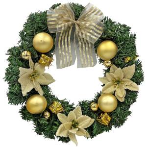 93-3501 Στεφάνι Merry Christmas Στολισμένο Χρυσό ø40cm , Χριστουγεννιάτικα