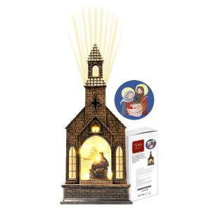 93-3514 Φανάρι Εκκλησία με Λαμπάκια και Προτζέκτορα USB/μπαταρίας 31x13x8cm , Χριστουγεννιάτικα