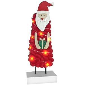 93-3519 Άγιος Ξύλινος με Μάλλινο και 10led 29x10x4,5cm , Χριστουγεννιάτικα