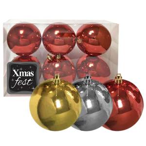93-3528 Μπάλα Γυαλιστερή πακ=6τεμ φ7 ø7cm , Χριστουγεννιάτικα