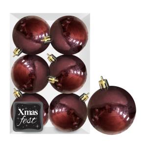 93-3541 Μπάλες Γυαλιστερές Μπορντώ πακ=6τεμ φ6 ø6cm , Χριστουγεννιάτικα