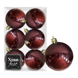 93-3542 Μπάλες Γυαλιστερές Μπορντώ πακ=6τεμ φ8 ø8cm , Χριστουγεννιάτικα