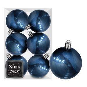 93-3546 Μπάλες Γυαλιστερές Σκούρο Πετρόλ πακ=6τεμ φ8 ø8cm , Χριστουγεννιάτικα