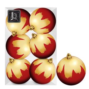 93-3574 Μπάλες Κόκκινες με Χρυσή Βαφή πακ=6τεμ φ8 ø8cm , Χριστουγεννιάτικα