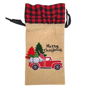 93-3616 Θήκη Κρασιού Xmas Λινάτσα 34x13cm , Χριστουγεννιάτικα