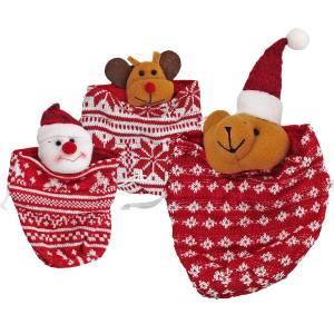 93-3673 Τσαντάκι Πουγκί Μάλλινο Xmas 20x14cm , Χριστουγεννιάτικα