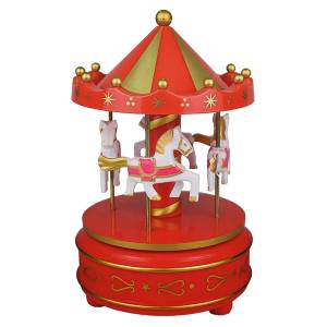 93-3678 Καρουζέλ Κουρδιστό Κόκκινο-Χρυσό 17x11cm , Χριστουγεννιάτικα