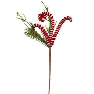 93-3737 Κλαδί με 3 Μπαστούνια Σχεδίου Γλυφιτζούρια 27cm , Χριστουγεννιάτικα